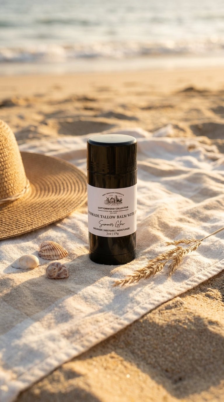 Summer Glow Tallow Balm Stick | Grass - Fed Tallow + Beeswax, 2oz Roll - Up - Cottonwood Collective